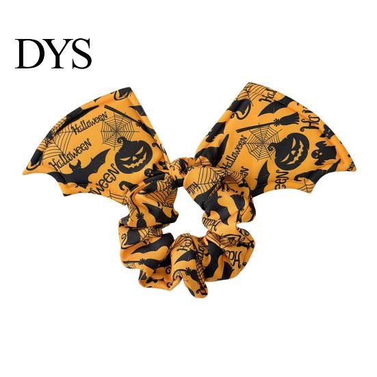 Unique Bat Wing Hair Accessories Halloween Shape Scrunchies for Women Girls, Soft Elastic Ponytail Holders with Spooky Pumpkin/Spider Web/Black