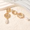 New Ocean Fashion Resort Style Alloy Scallop Imitation Pearl Water Drop Pendant Earrings, Simple and Versatile