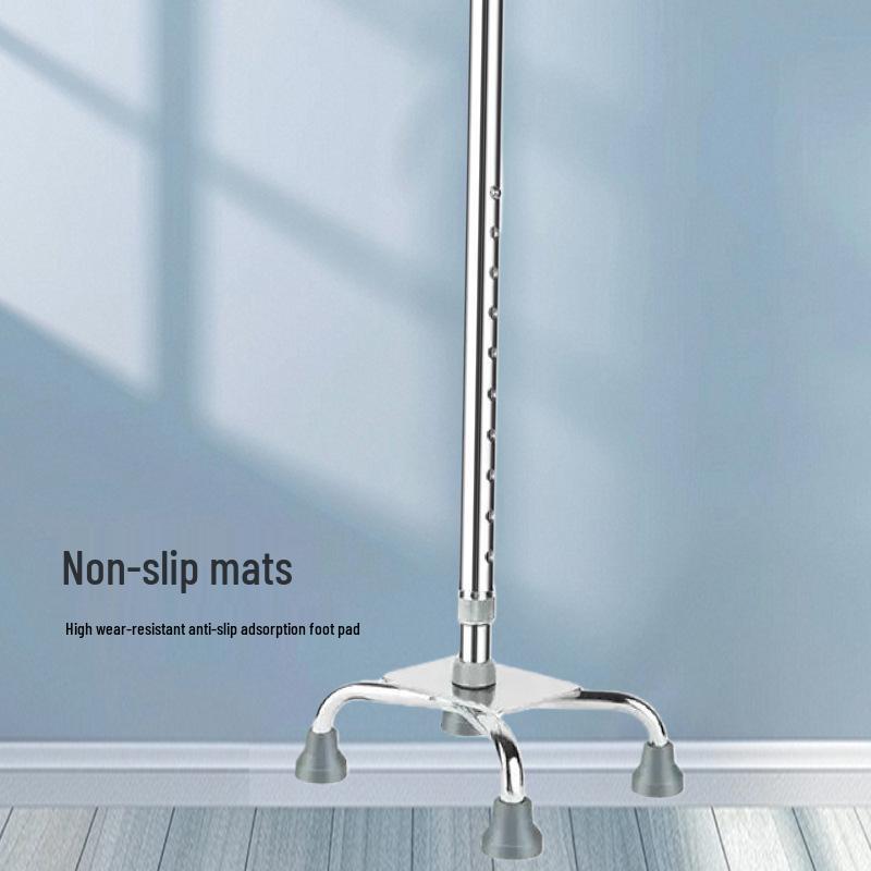 Non-slip Four-Legged Telescopic Walking Stick for Elderly and Disabled - Thickened Aluminum Alloy