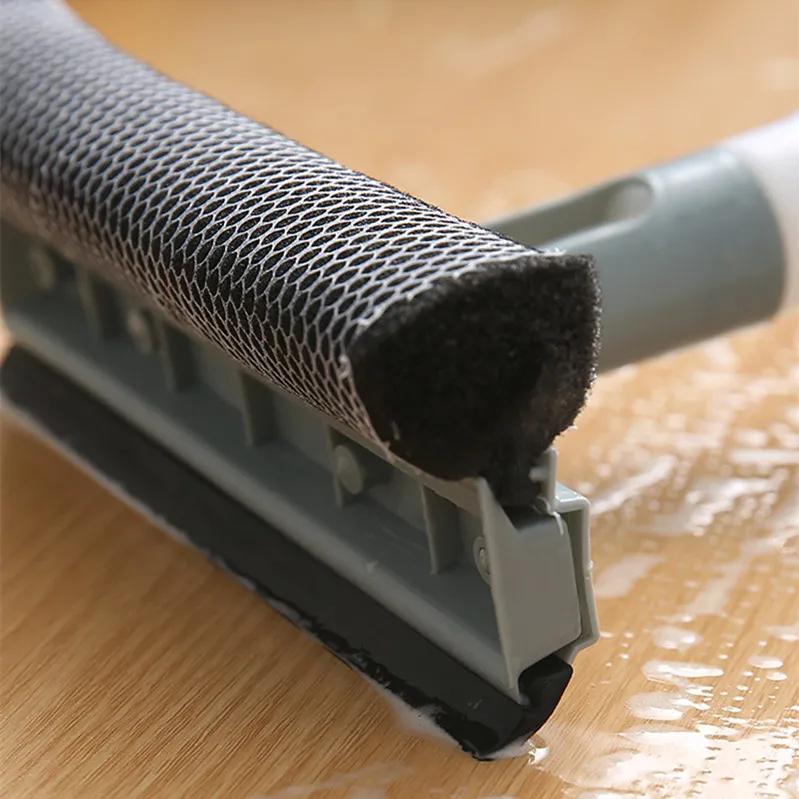 საყოფაცხოვრებო ორმხრივი მინის საწმენდი ფუნჯი წყლის შესხურებით, ფანჯრის საწმენდი გრძელი სახელურით