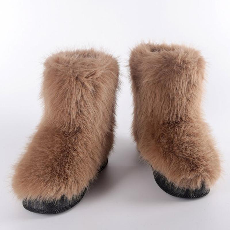 Fashion Y2K Fluffy Furry Snow Boots Women Winter Thicken Short Plush Warm Ankle Boots Woman Comfy Non Slip Platform Winter Shoes Female