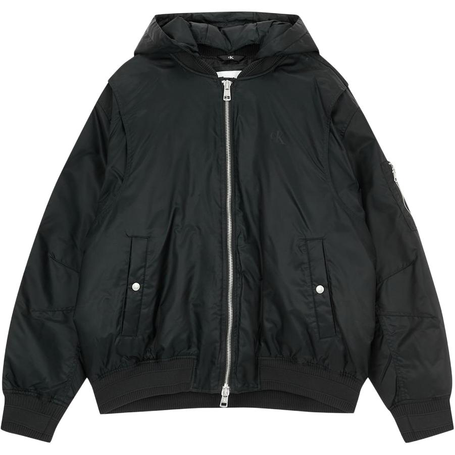 

Calvin Klein Solid Color Hooded Zipper Long Sleeve Down Jacket Men outerwear Black J325484BEH S