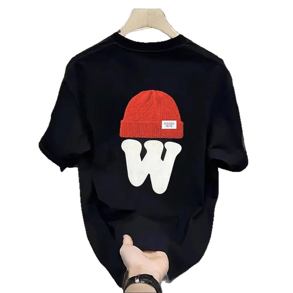 American Heavy Cotton Short-Sleeved Men'S Personalized Letter Printing Loose And Versatile Round Neck Half-Sleeved Large-Size T-Shirt