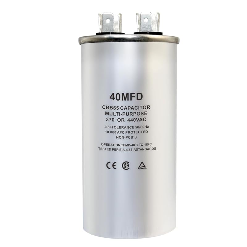 CBB65 Circular Run Capacitor, 450VAC 5 uf/MFD 50/60Hz Round Start Capacitor - Very Suitable for Air Conditioning, Fan Capacitor, Etc. (5 Uf)