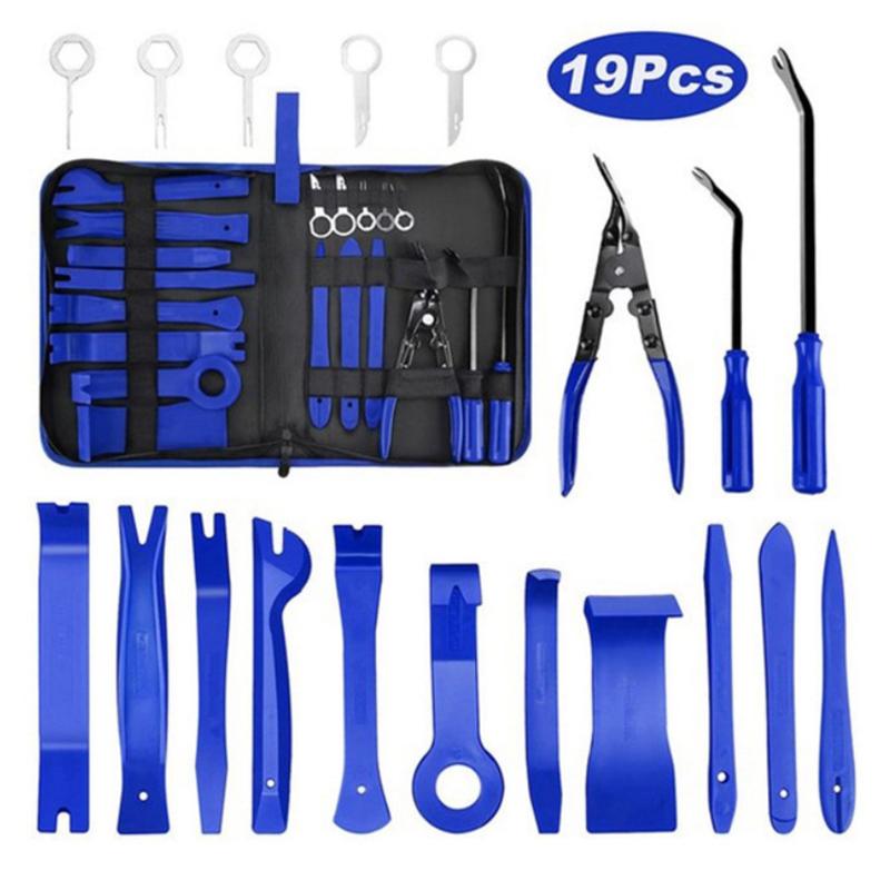 19Pcs Trim Removal Tool Set & Clip Plier Upholstery Remover Nylon Car Panel Removal Set With Portable Storage Bag