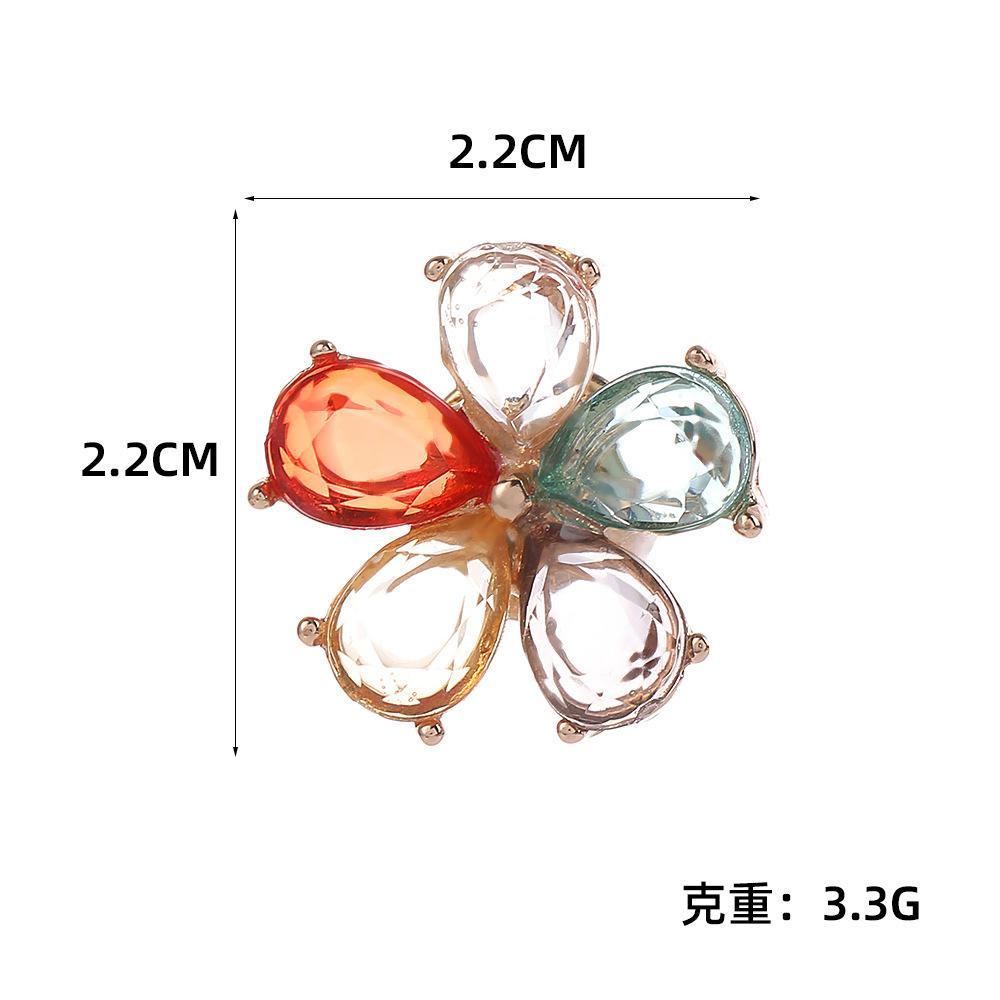Internet celebrity temperament diamond-encrusted colored crystal flower brooch five-petaled flower high-grade anti-light collar pin buckle pin buckle