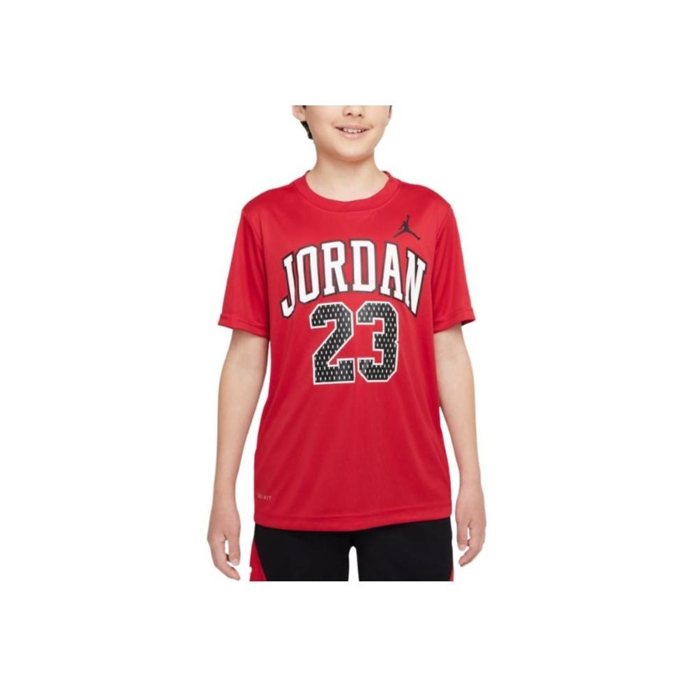 Jordan Kids Letter Print Crew Neck T-Shirt Kids Tops Gym-Red HA4950-678