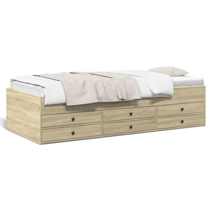 VidaXL Lit de Jour avec Tiroirs, Canapé-lit avec Rangement, Lit d'Invité, Meuble de Salon Chambre à Coucher, Moderne, Chêne 3280869