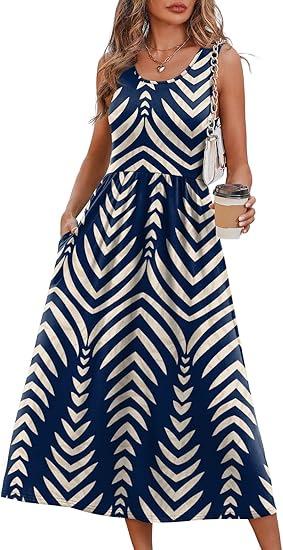 Women's clothing summer European and American neck printing pendulum sleeveless vest pocket dress