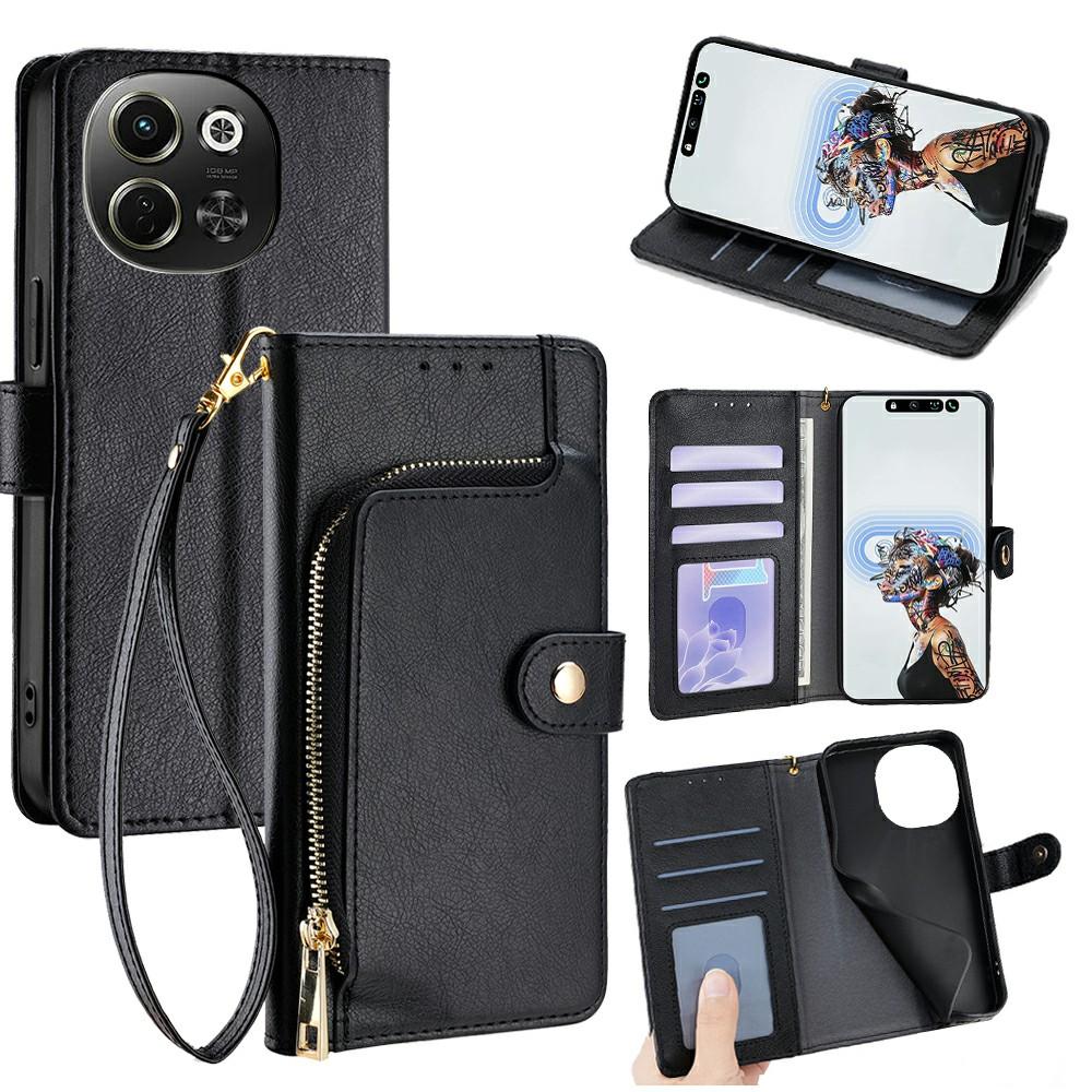For TECNO Pova 6 Neo 5G/Spark 30 5G Case Zipper Pocket PU Leather Wallet Flip Phone Cover