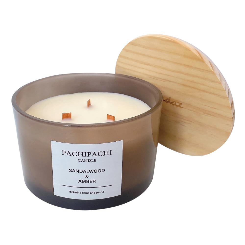 Dadaz Aroma Candle Crackling Candle Wood Core Large Capacity 400g Burning Time Approximately 40 Hours Sandalwood Sandalwood Amber & (Sandalwood &