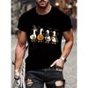 Summer Round Neck Halloween Ghost & Goose Graphic 3D Print T-shirts Fashionable Casual Short Sleeved Men's T-shirts