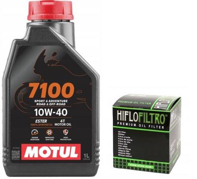 Olej Motul 7100 10W40 1L + Filtr Oleju Hiflo Hf116 4T Ma2 Honda Crf 250 450