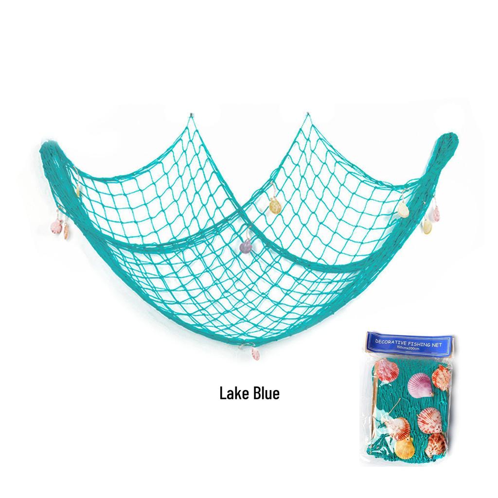 Mediterranean Style Cotton Rope Decorative Fishing Net with Shells for Wall Decor