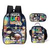 Toca Life World Cartoon-Aufdruck Kinder Schulrucksack-Set Mit Verstellbaren Luftpolster-Trägern Klassen 3-4