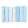 7Pcs Blue floral pattern Fabric Bundle Quilting Fabric  Hand quilt production