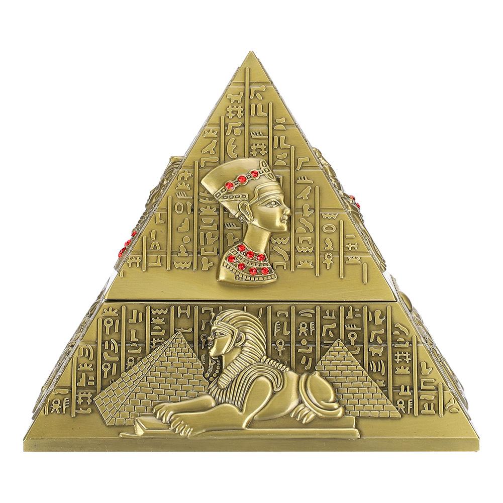 Metal Ashtray Innovative Decor Gifts Smoking Set Egyptian Pharaoh Pyramid shape Ornaments(Bronzed )