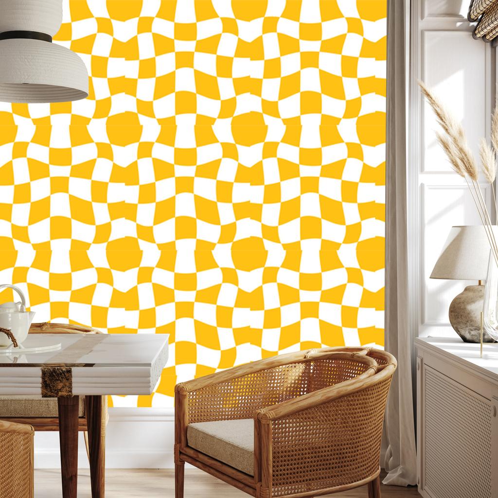 Free checkerboard wallpaper gold and white for living room and bedroom 50x1000