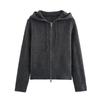2025 Spring Women's Casual Hooded Knit Sweatshirt Jacket