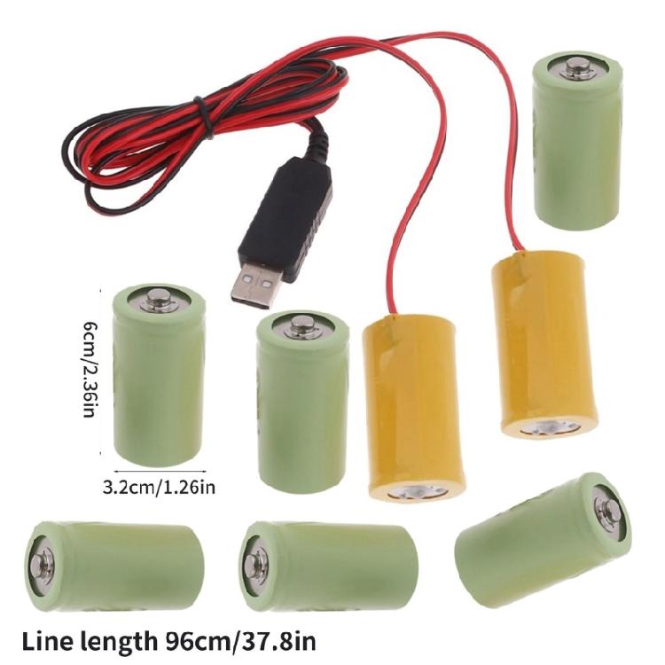 USB Power Supply Cable for LR20 D Battery,Replace 6V Battery,Reusable Battery