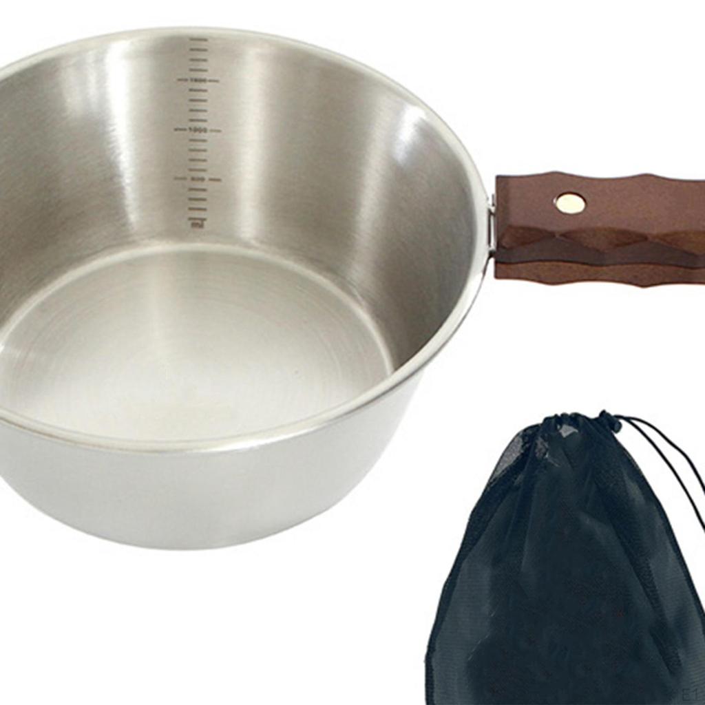 Camping Bowl Cup Compact Kitchenware with Wooden Handle Outdoor Picnic Tableware for