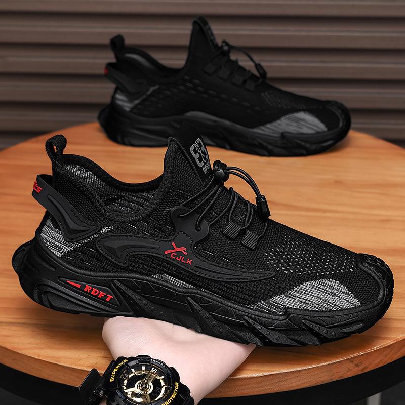 Men's Shoes 2025 Summer New Men's Elastic Band Trendy Casual Shoes Outdoor Comfortable Breathable Mesh Sports Trendy Shoes