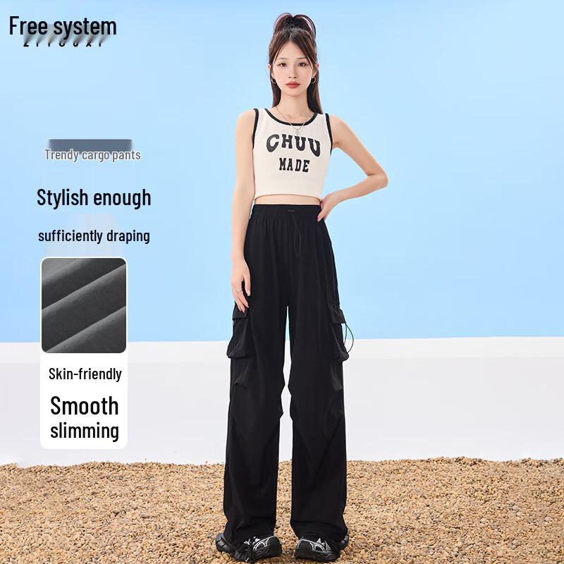 Women s Quick-Dry Ice Silk Wide-Leg Cargo Hiking Pants L