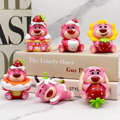 Disney 6 PCS/Set Dessert Strawberry Bear Action Figure Toy Story 3 PCS Set PVC Model Doll Decorative Statue Toy Kids Gift