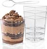 2/4/5OZ Square Plastic Dessert Cups for Mousse Pudding Trifle Jelly Ice Cream Parfait Disposable Serving Dessert Party Supplies