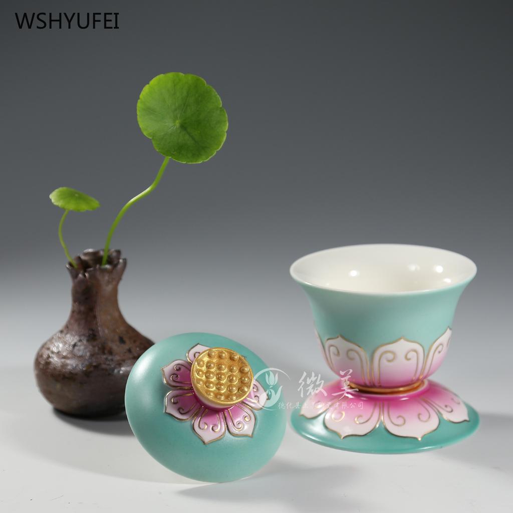 Ceramic Lotus Holy Water Cup Family Buddha Hall Offering Cup Buddha's Front Guanyin Water Purification Cup
