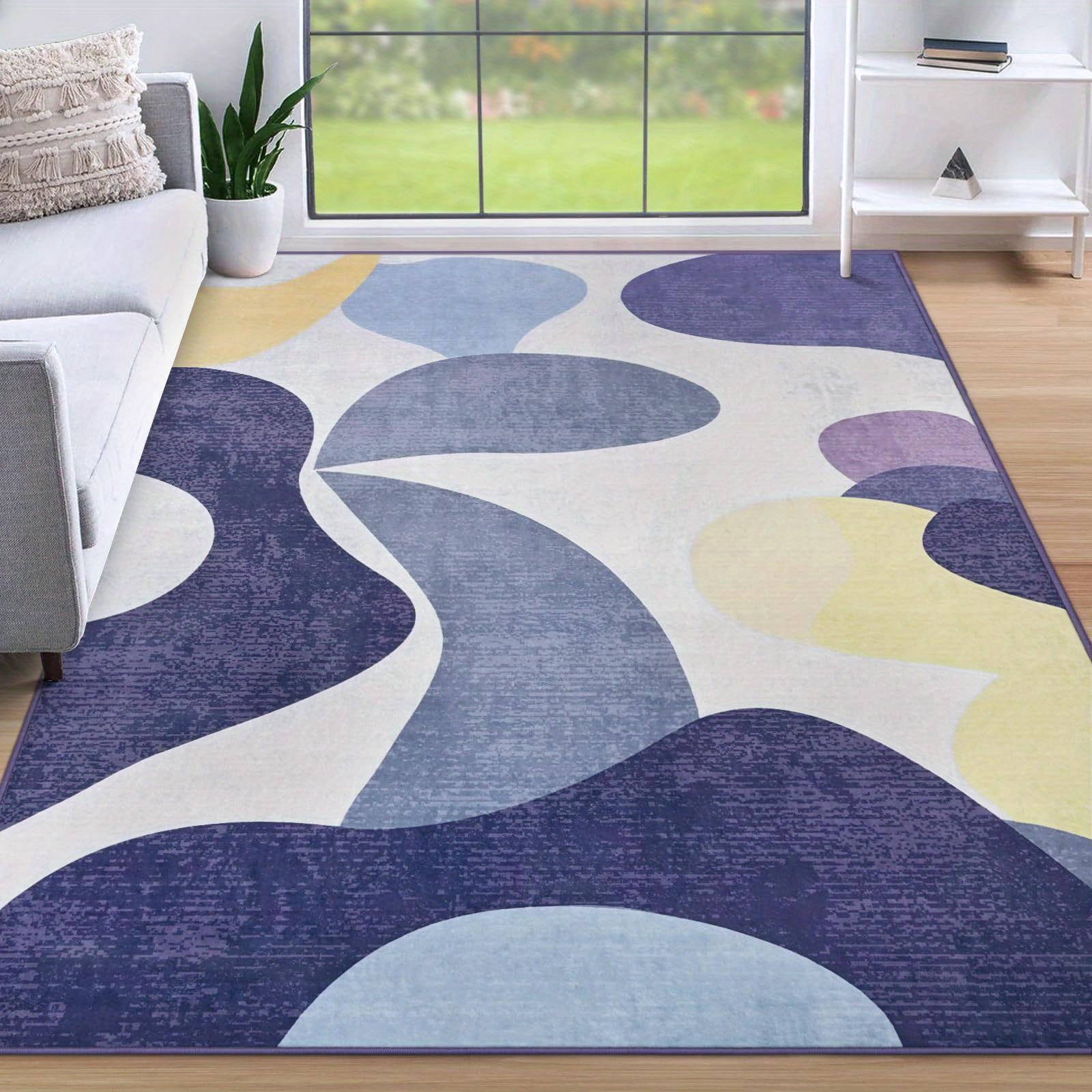 

Purple Living Room Bedroom Mat Soft Washable Modern Non Slip Low Pile Geometric Pattern Classroom Nursery Dormitory Home Deco 50x80cm20x31in