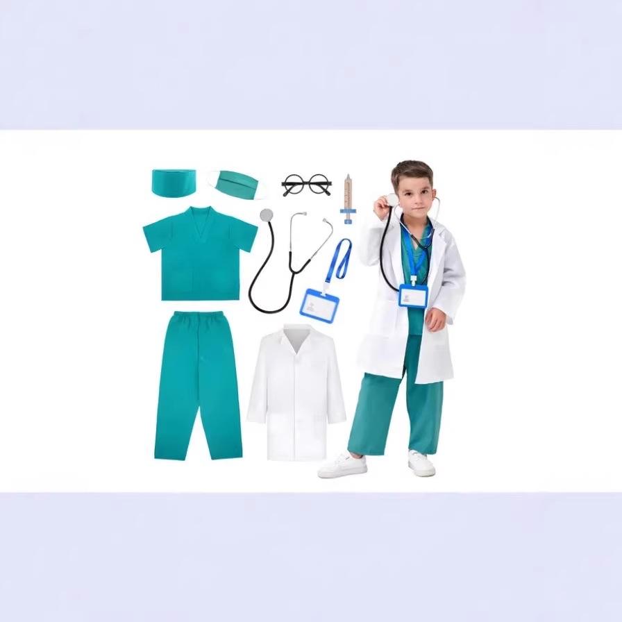 Children Doctor Role Play Set White Coat Nurse Costume Dress Up Pretend Play Toy