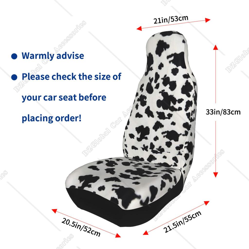 Vintage Cow Print Car Seat Cover 2 Pieces Black White Cow Car Accessories Animal Print Car Seat Protectrors Saddle Blanket
