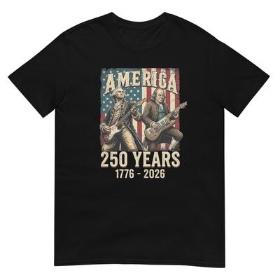 George Washington Benjamin Franklin Guitar 250 Years America Tshirt