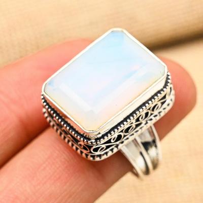 Milky Opal Gemstone Handmade 925 Sterling Silver Ring Jewelry For Engagement Gift