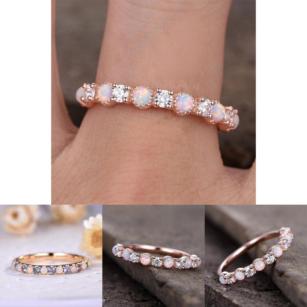 Elegant Women's Rose Gold Ring High Quality Round Cut Rhinestone Rings Jewelry For Weddings And Anniversaries