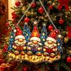 Xmas Tree Door Decorations Fairy & Gnome Christmas Acrylic Suncatcher, 2D Fantasy Elf Dwarf Window Hanging Unique Baubles Decor with Stained