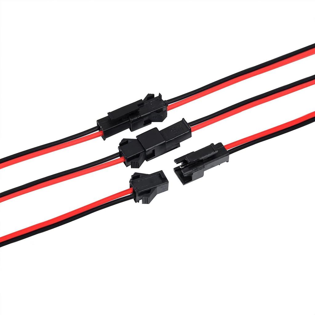 JST 2-Pin Cable Kit – 22AWG 135mm – 20 Pairs Male & Female – For RC Models, Car Audio, Adapters – Red/Black