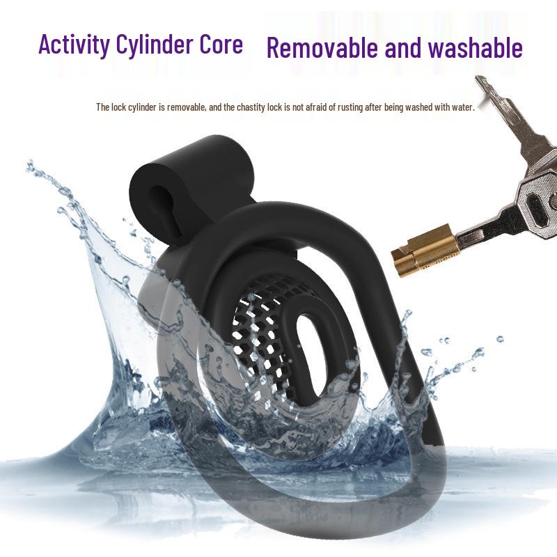 Men's Honeycomb Chastity Cage: Femboy Lock, Plastic Restraint Ring, Slave Training Accessory.