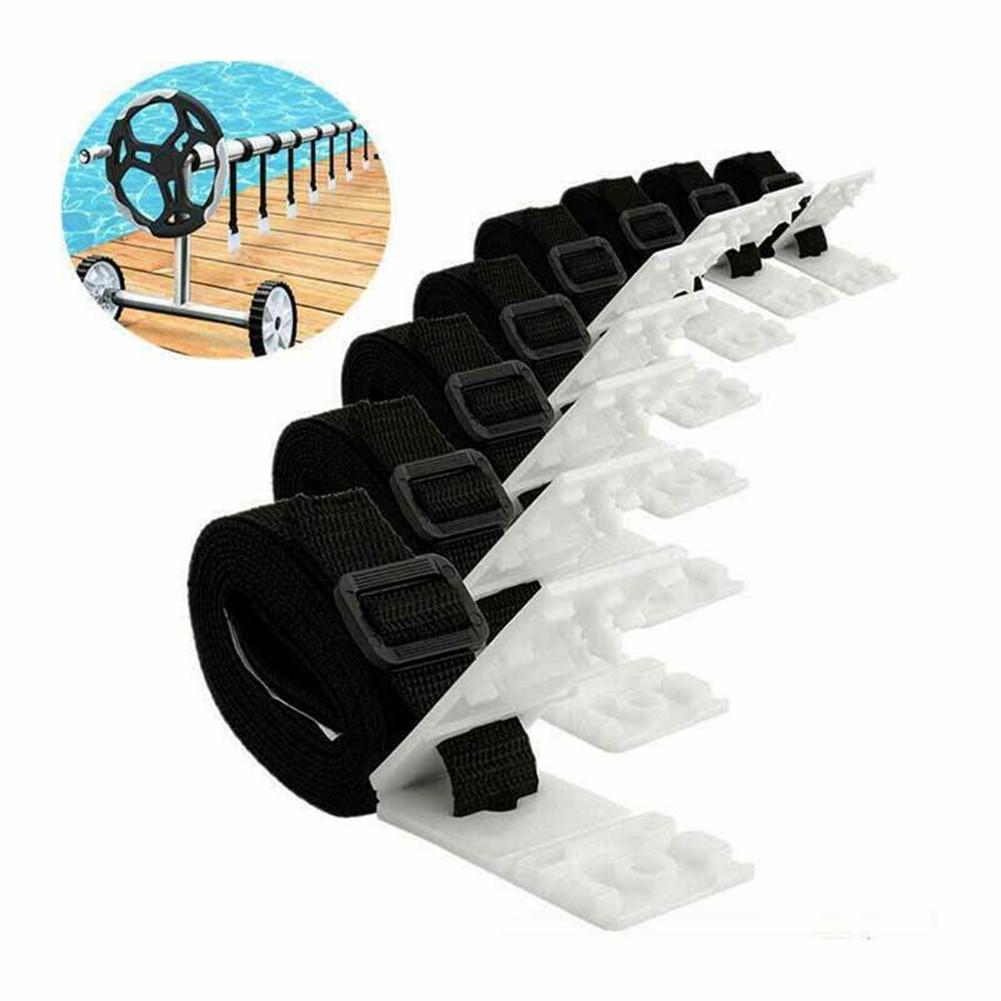 Buckles Pool Cover Roller Straps Nylon Plastic Solar Cover Reel 1 Set 178x2.5cm Accessory Attachment Black White