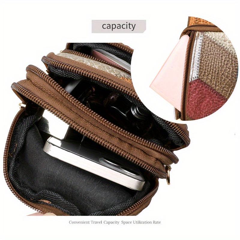 Stilvolle Schultertasche mit einem Riemen für Damen, trendige PU-Umhängetasche mit Reißverschluss für das Handy