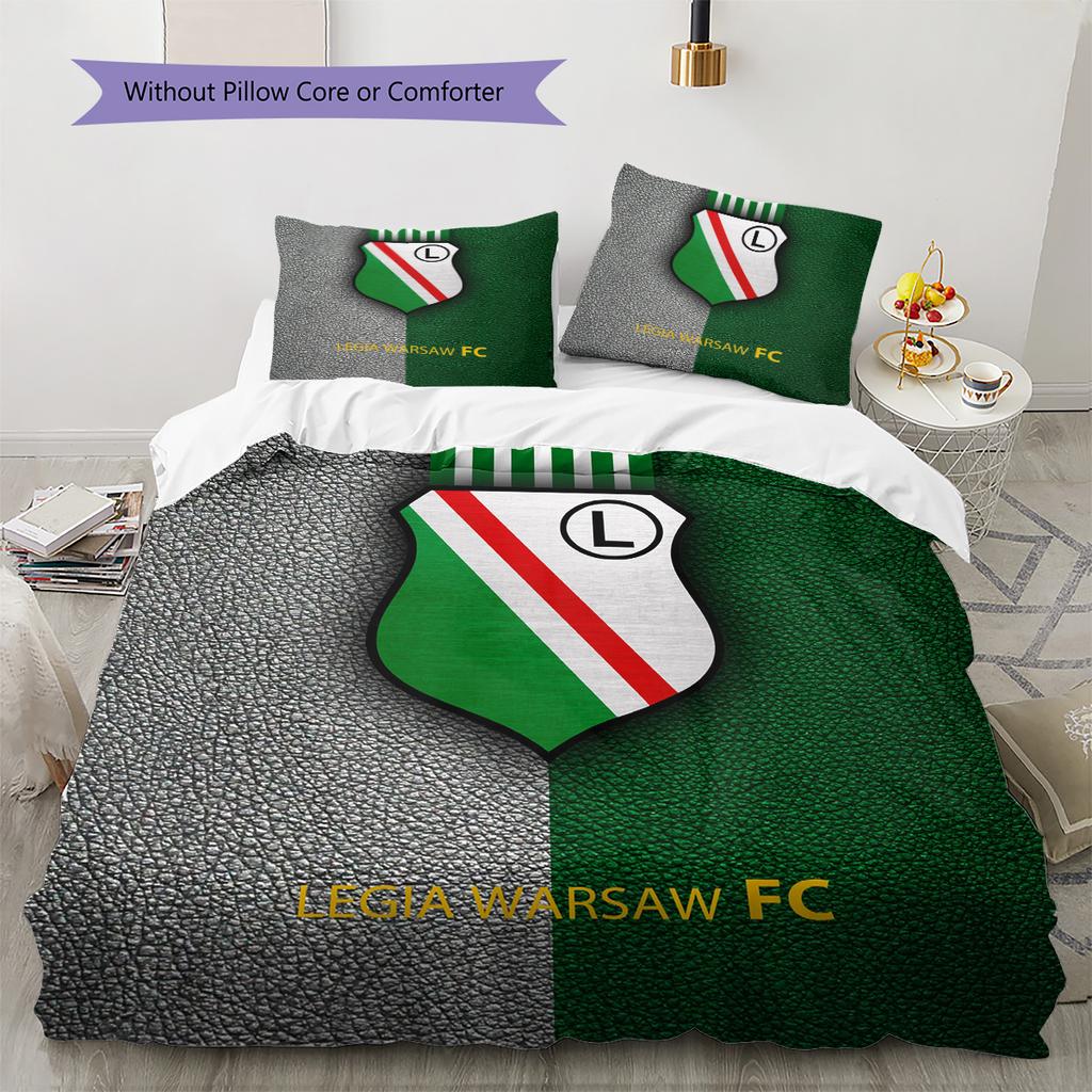 Legia Warsaw Pattern Bedding Quilt Set Home Decoration Gift (1 * Duvet Cover + 2 * Pillowcase Without Core)