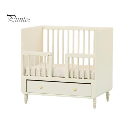 

1/12 кукольный домик, кровать, мебельные аксессуары, мини-деревянная спальня с ящиком, реалистичный компактный кукольный домик, украшение для кровати, орнамент белый