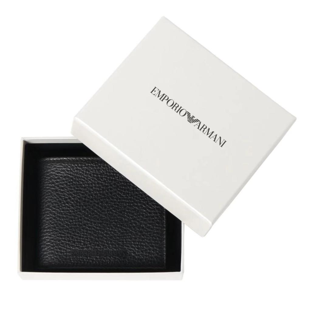 Emporio Armani Classic Short Simple Foldable Multi-Card Leather Three-In-One Wallet Men wallet Black Y4R167-Y068E-80001