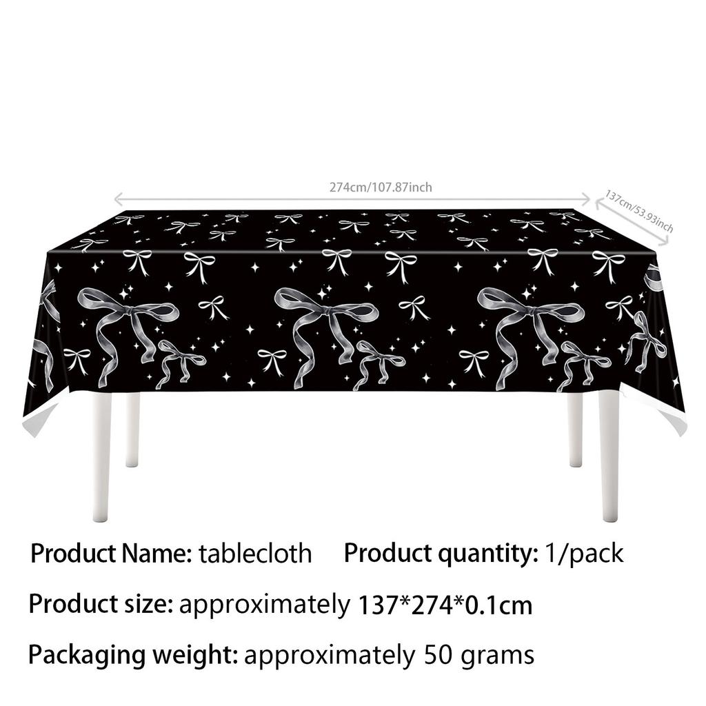 Black Bowknot Paper Plates Disposable Tableware Birthday Party Supplies Decorative Dinner Plates Napkins Baby Shower Party Decor