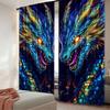 2Pcs Dragon Printed Curtains Stylish And Elegant Window Drapes For Bedroom Office Kitchen Living Room And Study Perfect Home