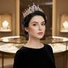 Sparkling Baroque Crystal Crown Elegant Dazzling Baroque Queen Tiaras Shiny Gorgeous Bridal Wedding Headwear Party Prom