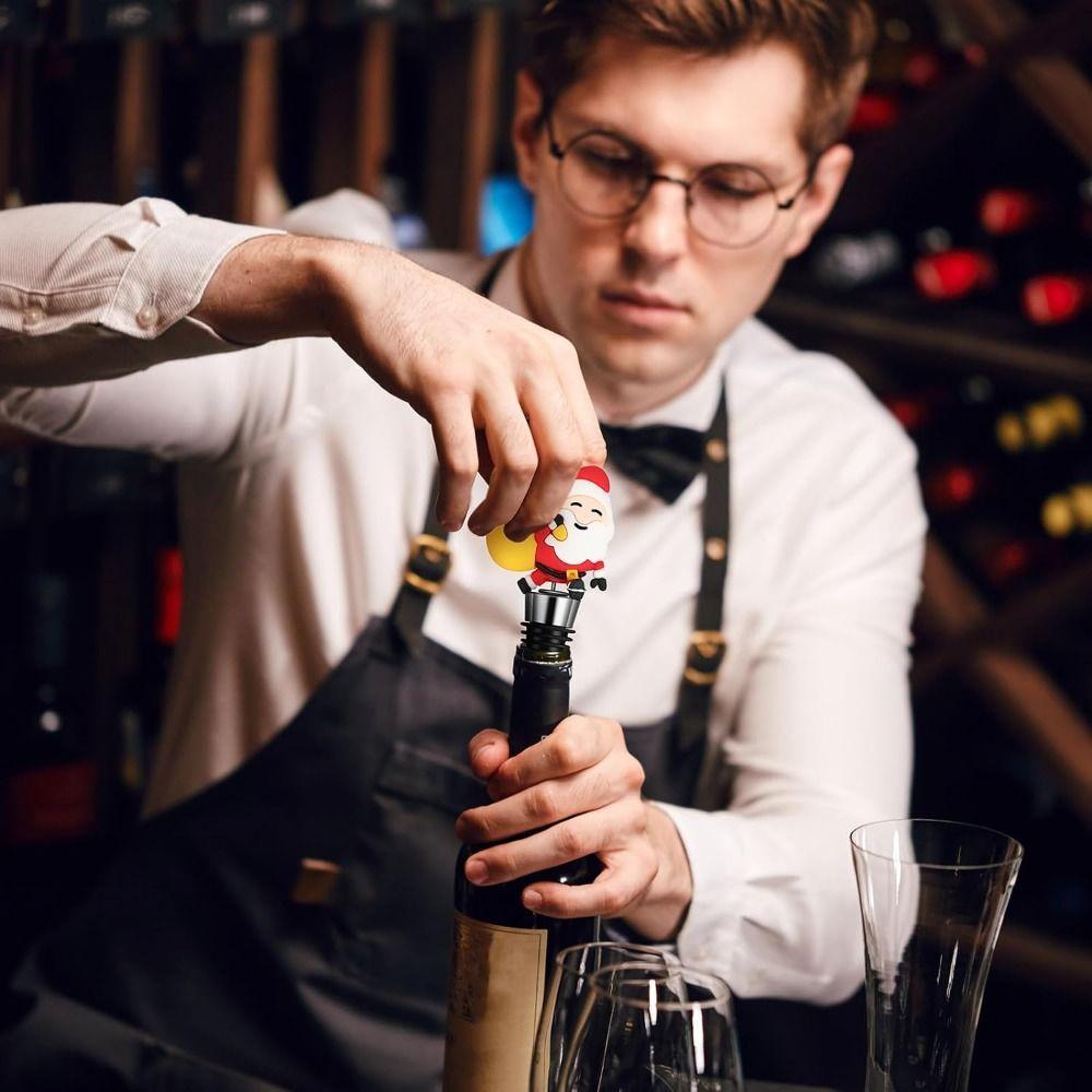 Twist Cap Christmas Wine Bottle Stopper Reusable Christmas Bottle Sealing Plug  Holiday Party