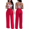 T9006 European & American Spring/Summer Fashion Print Camisole & Drawstring Long Pants Set