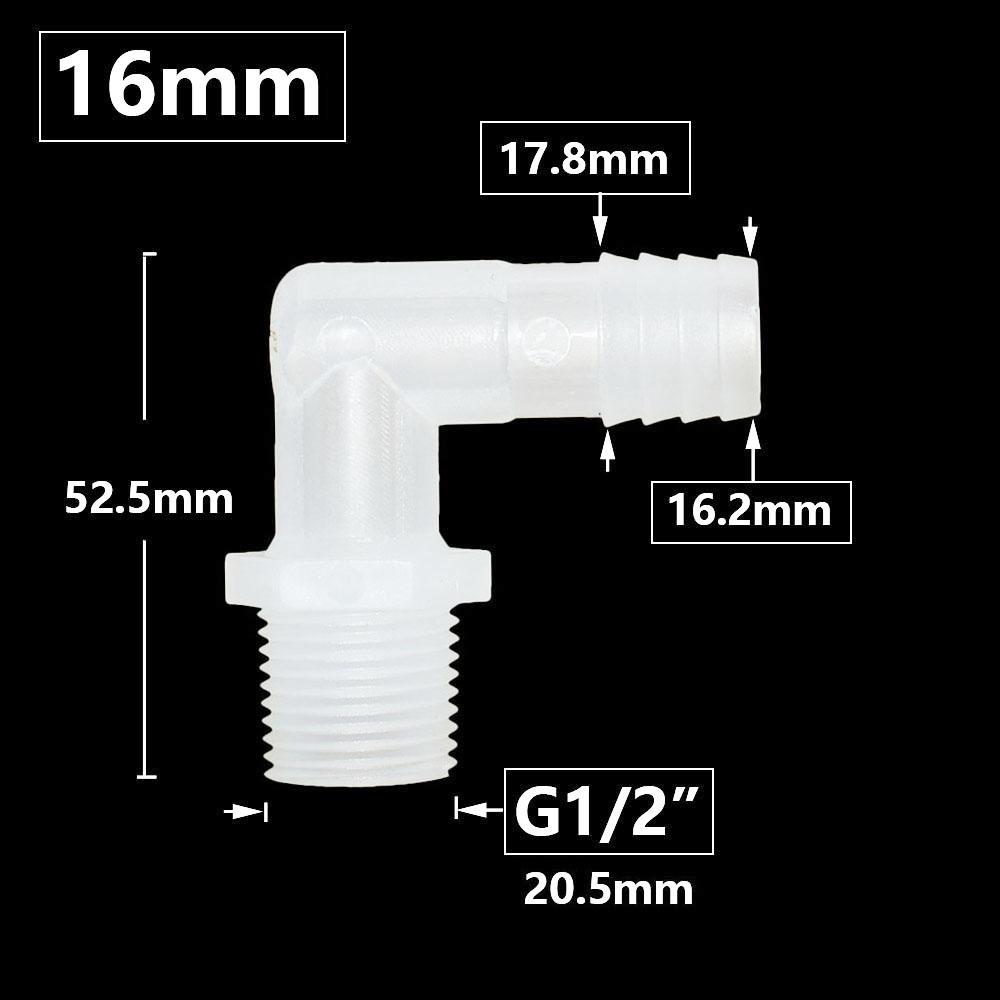 6/8/10/12/14/16/18/20mm Hose Elbow Connector To 1I2 3/4 Inch Male Thread 90 Degrees Barb Fittings Irrigation System Pipe Coupler